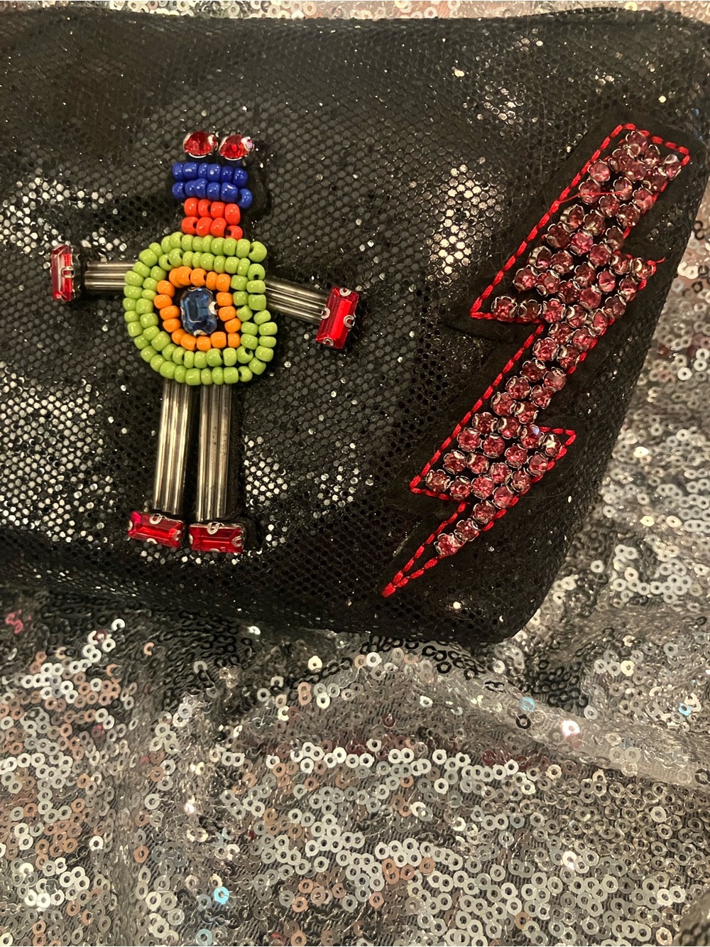 NWT Betsey Johnson 🤖 Embellished Make-up Bag - Picture 3 of 7